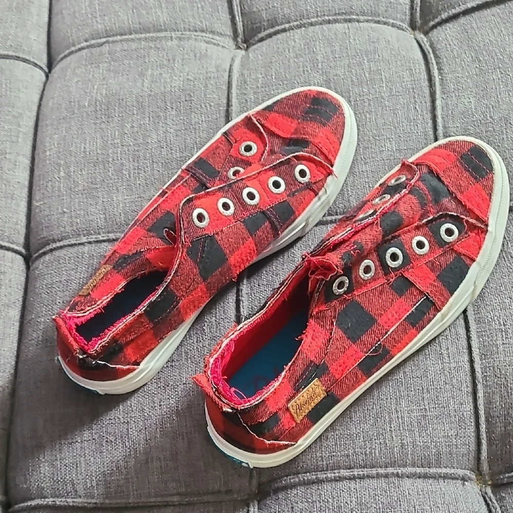 Blowfish Red and Black Plaid‎ Slip-On Shoes